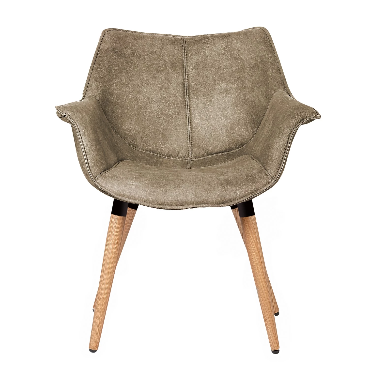 Ars manufacti Chaise à accoudoirs Kantii I - Microfibre / Chêne massif - Gris silex vintage - 1 chaise 4 Ars manufacti Chaise à accoudoirs Kantii I - Microfibre / Chêne massif - Gris silex vintage - 1 chaise – Image 4