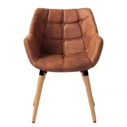 Mørteens Chaise à accoudoirs Lamppi - microfibre / Chêne massif - Microfibre Colby: Cognac vintage - 1 chaise -Meubles de salle à manger Soldes Magasin 1000176715 200107 15382300028 DETAILS P000000001000176715