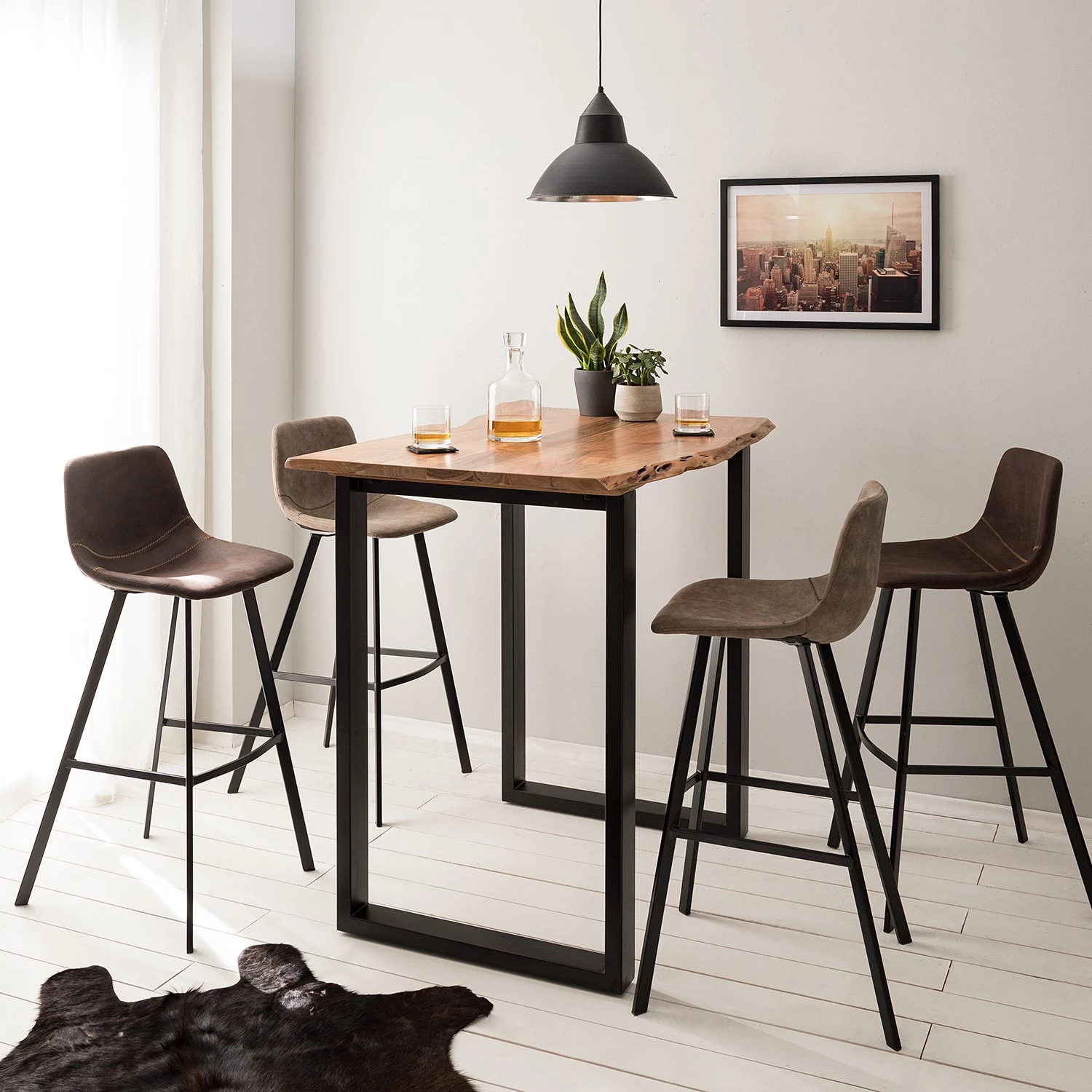 Ars manufacti Chaises de bar Luhi (lot de 2) - Microfibre / Acier - Limon vintage 2 Ars manufacti Chaises de bar Luhi (lot de 2) - Microfibre / Acier - Limon vintage – Image 2