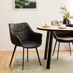 Studio Copenhagen Chaise de salle à manger Balimo - Cuir véritable / Métal - Noir -Meubles de salle à manger Soldes Magasin 1000176738 200615 06104400001 MOOD DETAILS P000000001000176738 mood