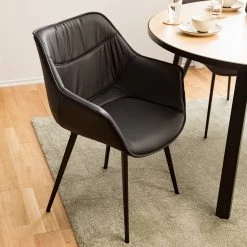 Studio Copenhagen Chaise de salle à manger Balimo - Cuir véritable / Métal - Noir -Meubles de salle à manger Soldes Magasin 1000176738 200615 06104500002 MOOD DETAILS P000000001000176738 mood