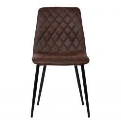 Ars manufacti Chaise capitonnée Tervo - microfibre / Acier - Microfibre Colby: Marron foncé vintage - Lot de 2 -Meubles de salle à manger Soldes Magasin 1000176747 201013 13591400049 DETAILS P000000001000176747
