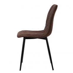 Ars manufacti Chaise capitonnée Tervo - microfibre / Acier - Microfibre Colby: Marron foncé vintage - Lot de 2 -Meubles de salle à manger Soldes Magasin 1000176747 201013 13591400050 DETAILS P000000001000176747