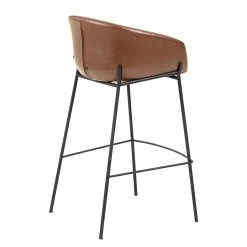 Norrwood Chaise de bar Baxa III - Imitation cuir / Acier - Marron / Noir -Meubles de salle à manger Soldes Magasin 1000176869 190614 06441800003 GALLERYIMAGES P000000001000176869