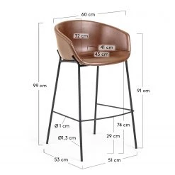 Norrwood Chaise de bar Baxa III - Imitation cuir / Acier - Marron / Noir -Meubles de salle à manger Soldes Magasin 1000176869 190614 06441800007 GALLERYIMAGES P000000001000176869