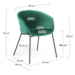 Norrwood Chaises à accoudoirs Baxa II - Velours / Acier - Noir - Vert -Meubles de salle à manger Soldes Magasin 1000176895 190614 06442100043 GALLERYIMAGES P000000001000176895