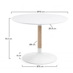 Mørteens Table Maud I - Partiellement en frêne massif / Acier - Frêne / Blanc - Diamètre : 110 cm -Meubles de salle à manger Soldes Magasin 1000176899 190614 06442300067 GALLERYIMAGES P000000001000176899