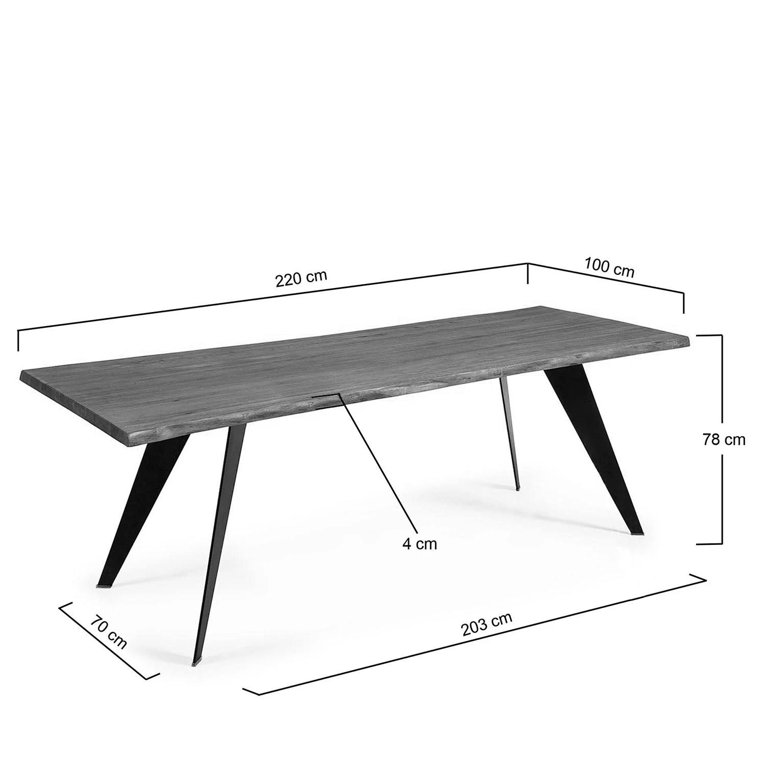 Norrwood Table Malling - Chêne massif / Acier - Noir - Chêne coloris lessivé - 220 x 100 cm 5 Norrwood Table Malling - Chêne massif / Acier - Noir - Chêne coloris lessivé - 220 x 100 cm – Image 5