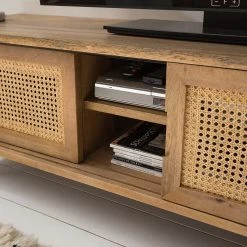 Ars manufacti Meuble TV Vina - Manguier massif / Rotin - Manguier / Noir -Meubles de salle à manger Soldes Magasin 1000178070 200320 14034500004 DETAILS P000000001000178070