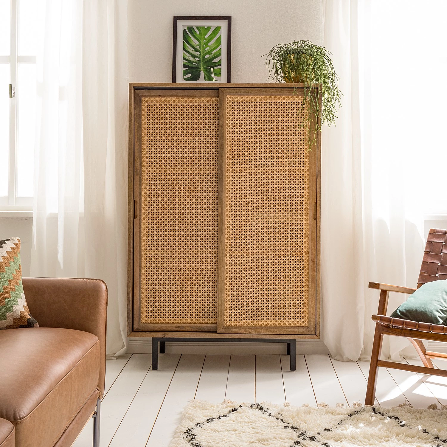 Ars manufacti Buffet haut Vina - Manguier massif / Rotin - Manguier / Noir 2 Ars manufacti Buffet haut Vina - Manguier massif / Rotin - Manguier / Noir – Image 2