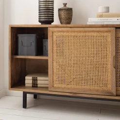 Ars manufacti Enfilade Vina I - Manguier massif / Rotin - Manguier / Noir -Meubles de salle à manger Soldes Magasin 1000178078 200317 14181400002 DETAILS P000000001000178078