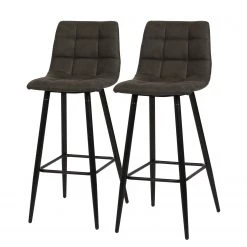 Ars manufacti Chaises de bar Donnell (lot de 2) - Microfibre/ Acier - Noir mat - Anthracite