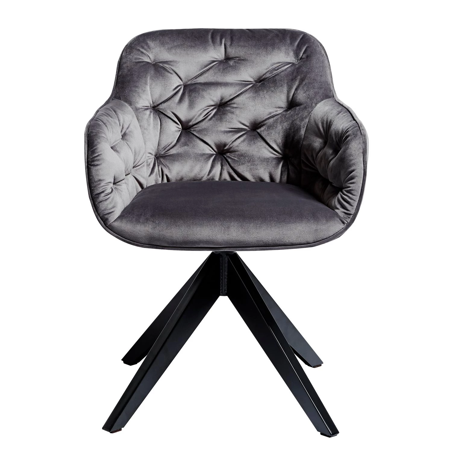 Jack & Alice Chaise Tibas - rotatif - Velours / Acier - Noir - Gris argenté 2 Jack & Alice Chaise Tibas - rotatif - Velours / Acier - Noir - Gris argenté – Image 2