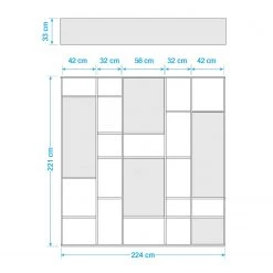 Loftscape Bibliothèque Emporior VII - Blanc crème - Largeur : 224 cm -Meubles de salle à manger Soldes Magasin 1000178971 190801 08301600018 SKETCH DETAILS P000000001000178971 sketch