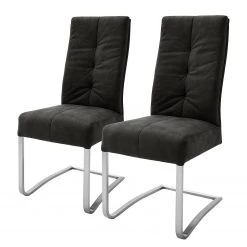 Fredriks Chaises cantilever Bury I (lot de 2) - Imitation cuir / Acier inoxydable - Noir