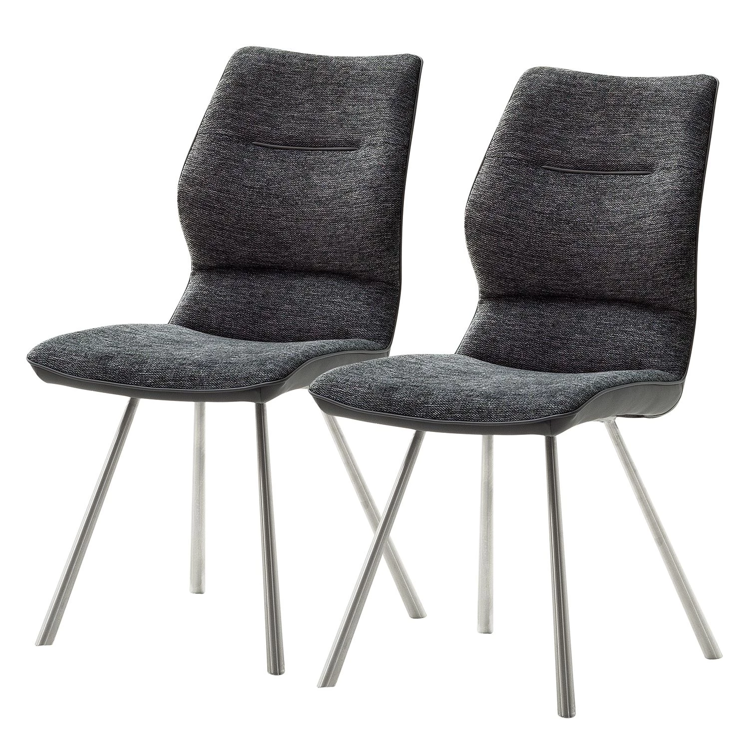 Fredriks Chaises Kiama (lot de 2) - Imitation cuir / Tissé à plat - Acier inoxydable - Anthracite 1 Fredriks Chaises Kiama (lot de 2) - Imitation cuir / Tissé à plat - Acier inoxydable - Anthracite