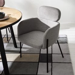 Mørteens Chaises à accoudoirs Menly - Tissu / Métal - Noir - Gris -Meubles de salle à manger Soldes Magasin 1000179460 200122 12294700014 MOOD DETAILS P000000001000179460 mood