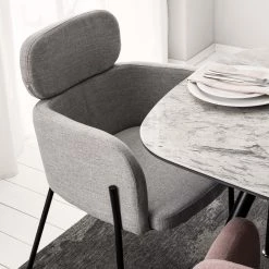 Mørteens Chaises à accoudoirs Menly - Tissu / Métal - Noir - Gris -Meubles de salle à manger Soldes Magasin 1000179460 200122 12294700021 DETAILS P000000001000179460