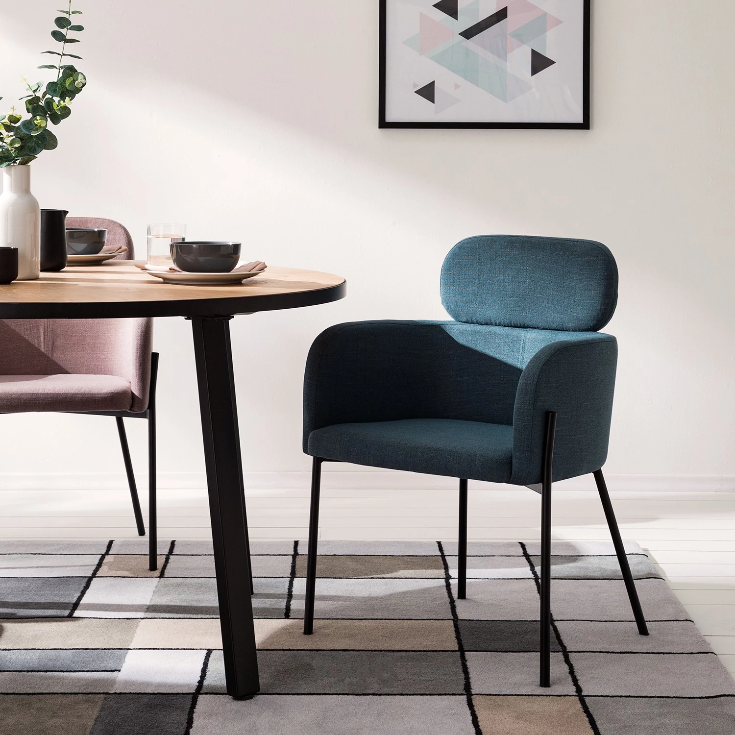 Mørteens Chaises à accoudoirs Menly - Tissu / Métal - Noir - Bleu Gris 2 Mørteens Chaises à accoudoirs Menly - Tissu / Métal - Noir - Bleu Gris – Image 2