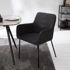 Mørteens Chaises à accoudoirs Mehle - Tissu / Métal - Noir - Anthracite -Meubles de salle à manger Soldes Magasin 1000179467 200310 11380400039 MOOD DETAILS P000000001000179467 mood
