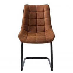 Fredriks Chaise cantilever Kemmel - Microfibre / Métal - Noir - Cognac - Lot de 2 -Meubles de salle à manger Soldes Magasin 1000179472 200121 14403900071 DETAILS P000000001000179472