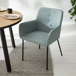 Mørteens Chaises à accoudoirs Mehle - Tissu / Métal - Noir - Vert menthe -Meubles de salle à manger Soldes Magasin 1000179473 200310 11380600046 MOOD DETAILS P000000001000179473 mood