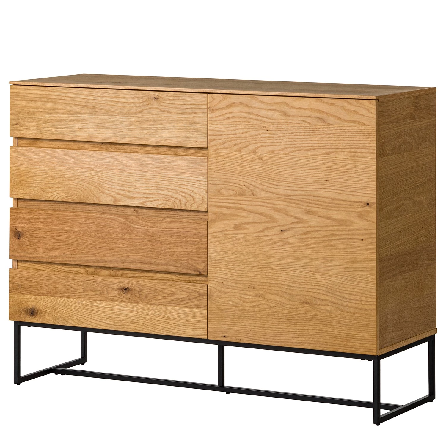Ars Natura Commode Nozza - Placage en bois véritable - Chêne / Noir 1 Ars Natura Commode Nozza - Placage en bois véritable - Chêne / Noir