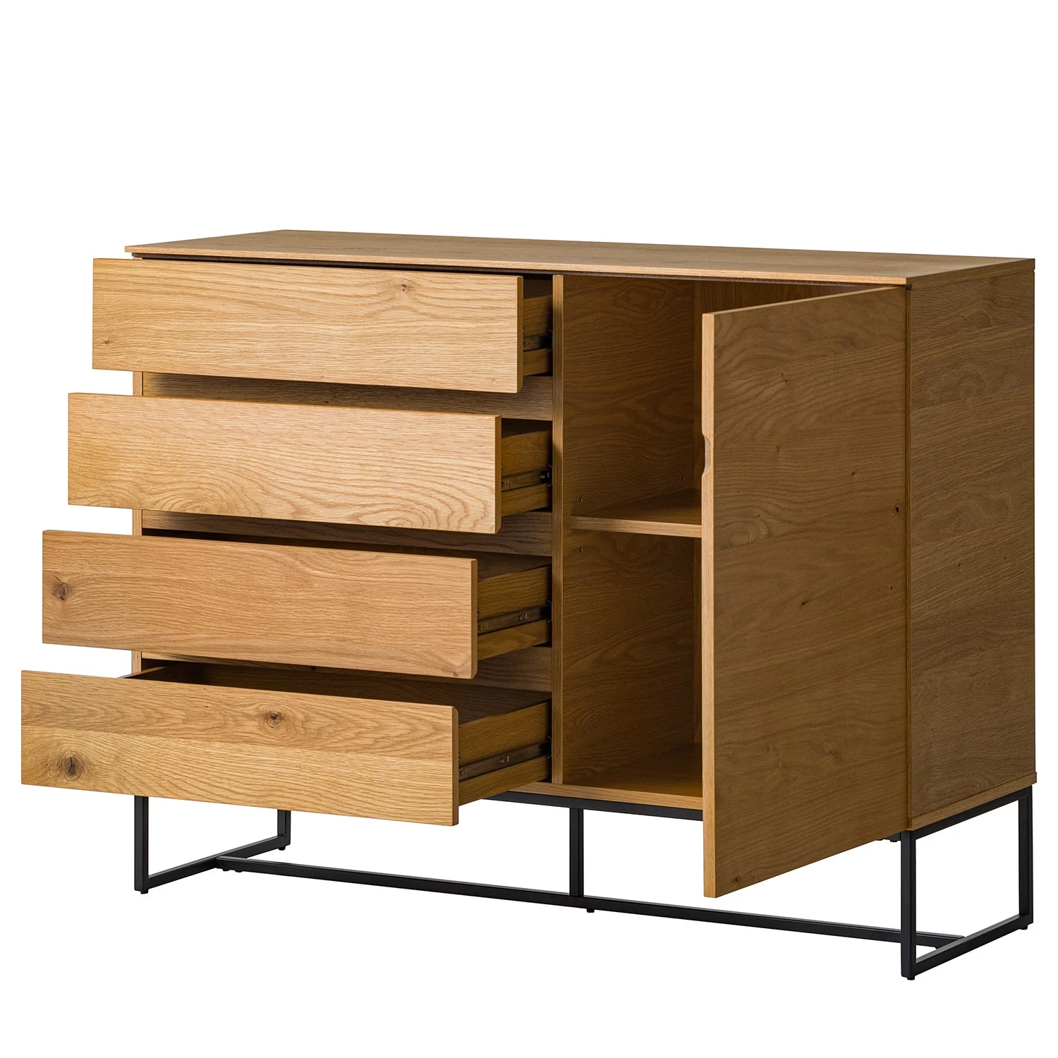 Ars Natura Commode Nozza - Placage en bois véritable - Chêne / Noir 6 Ars Natura Commode Nozza - Placage en bois véritable - Chêne / Noir – Image 6