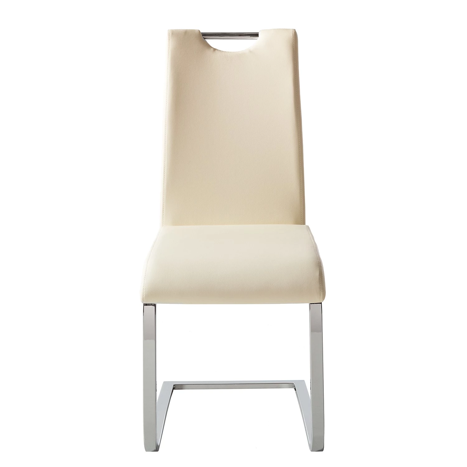 Fredriks Chaises cantilever Nevia I - Imitation cuir / Métal - Chrome - Cuir synthétique Aleli: Créme - Lot de 2 5 Fredriks Chaises cantilever Nevia I - Imitation cuir / Métal - Chrome - Cuir synthétique Aleli: Créme - Lot de 2 – Image 5