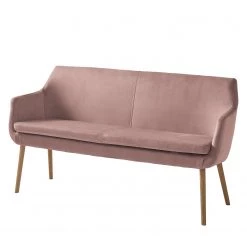 Mørteens Banquette Nicholas III - Velours / Chêne massif - Chêne - Vieux rose / Chêne