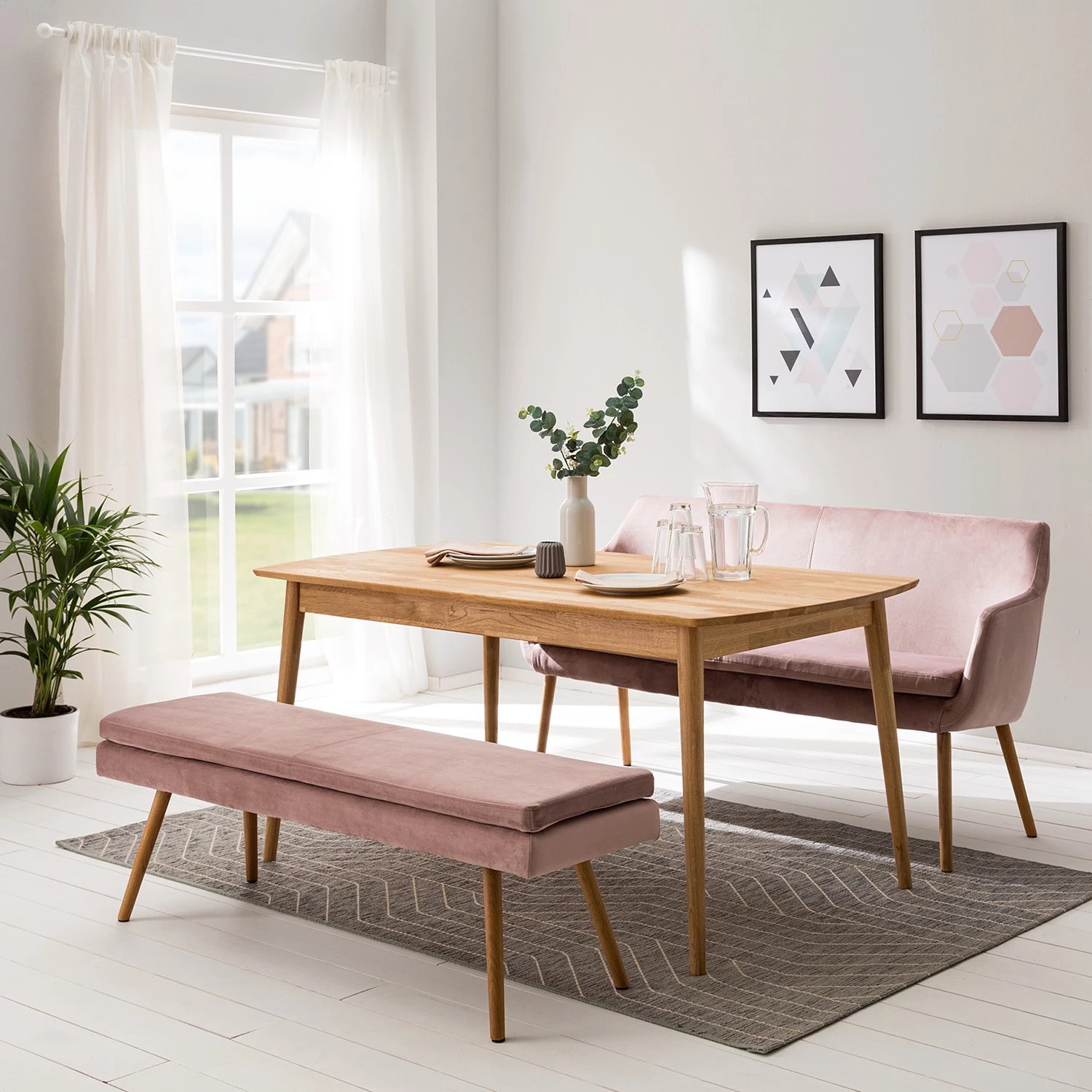 Mørteens Banquette Nicholas III - Velours / Chêne massif - Chêne - Vieux rose / Chêne 3 Mørteens Banquette Nicholas III - Velours / Chêne massif - Chêne - Vieux rose / Chêne – Image 3