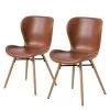 Mørteens Chaises Livaras IV - Imitation cuir / Chêne massif - Marron vintage - Lot de 2
