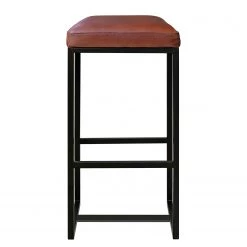 Ars manufacti Tabouret de bar Woodson - Cuir véritable / Métal -Marron cognac / Noir -Meubles de salle à manger Soldes Magasin 1000183945 200127 16380000023 DETAILS P000000001000183945
