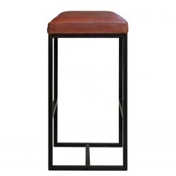 Ars manufacti Tabouret de bar Woodson - Cuir véritable / Métal -Marron cognac / Noir -Meubles de salle à manger Soldes Magasin 1000183945 200127 16380000024 DETAILS P000000001000183945