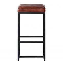 Ars manufacti Tabouret de bar Woodson - Cuir véritable / Métal -Marron cognac / Noir -Meubles de salle à manger Soldes Magasin 1000183945 200206 07294400002 DETAILS P000000001000183945