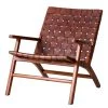 Ars manufacti Fauteuil design Bourbourg - Cuir tressé / Teck massif - marron cognac / Teck