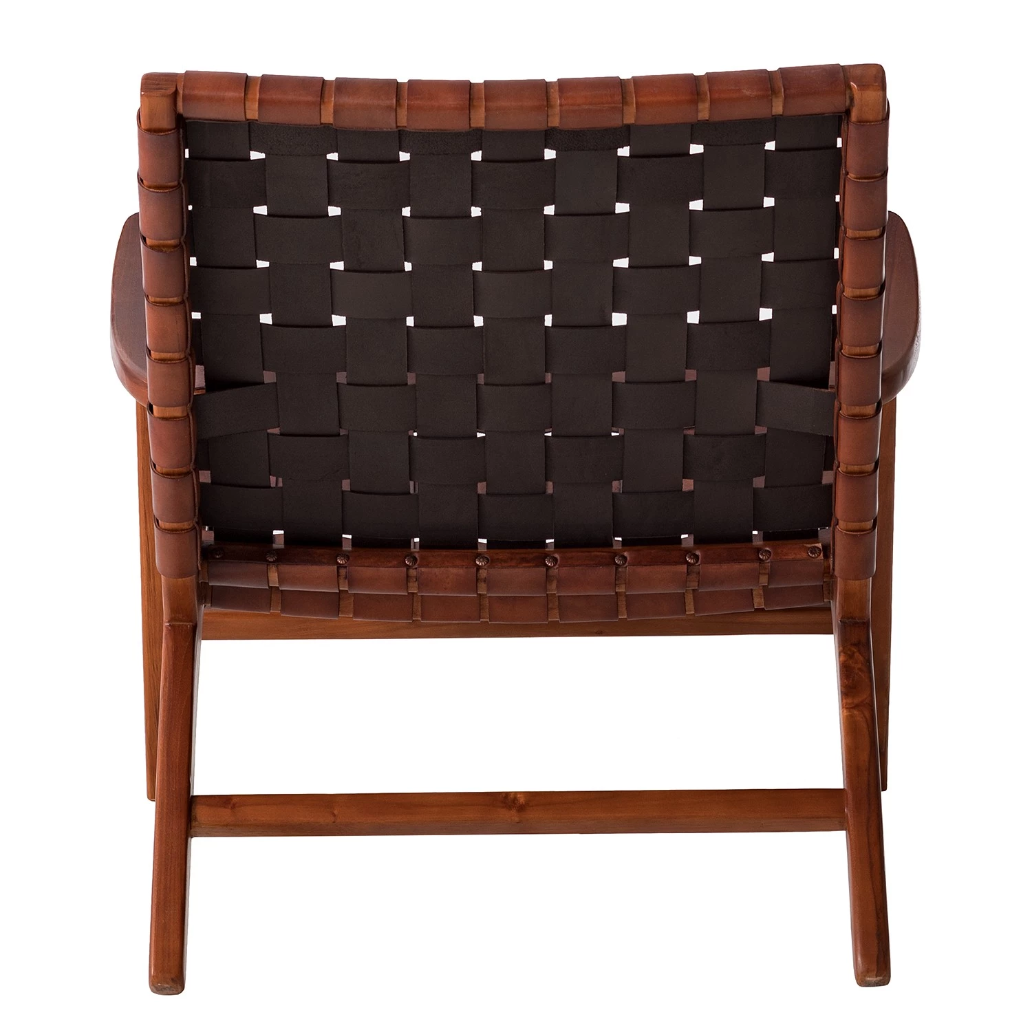 Ars manufacti Fauteuil design Bourbourg - Cuir tressé / Teck massif - marron cognac / Teck 7 Ars manufacti Fauteuil design Bourbourg - Cuir tressé / Teck massif - marron cognac / Teck – Image 7