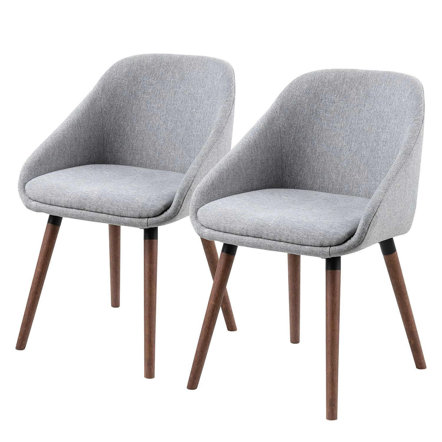 Mørteens Chaises à accoudoirs Maadi (lot de 2) - Tissu / Fer - Gris clair / Noyer 1 Mørteens Chaises à accoudoirs Maadi (lot de 2) - Tissu / Fer - Gris clair / Noyer