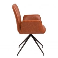 Fredriks Chaise à accoudoirs Mailly II - rotatif - Imitation cuir / Acier - Marron / Noir -Meubles de salle à manger Soldes Magasin 1000184099 200706 13401100003 DETAILS P000000001000184099