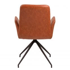 Fredriks Chaise à accoudoirs Mailly II - rotatif - Imitation cuir / Acier - Marron / Noir -Meubles de salle à manger Soldes Magasin 1000184099 200706 13401100004 DETAILS P000000001000184099