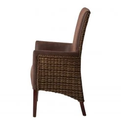 Ars Natura Chaises à accoudoirs Esquina - Imitation cuir / Rotin - Marron vintage / Marron clair chiné -Meubles de salle à manger Soldes Magasin 1000184165 200206 10111300007 DETAILS P000000001000184165