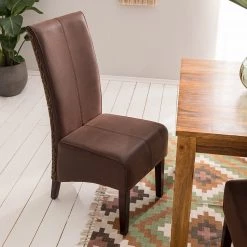 Ars Natura Chaises Julio (lot de 2) - Imitation cuir / Rotin - Marron vintage / Marron clair chiné -Meubles de salle à manger Soldes Magasin 1000184166 200317 14454500005 MOOD DETAILS P000000001000184166 mood