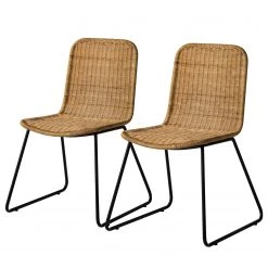 Ars manufacti Chaises Vuna (lot de 2) - Rotin / Métal - Rotin naturel / Noir