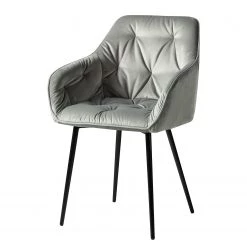 Jack & Alice Chaises à accoudoirs Tilly - Velours / Métal - Noir - Gris