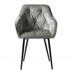 Jack & Alice Chaises à accoudoirs Tilly - Velours / Métal - Noir - Gris -Meubles de salle à manger Soldes Magasin 1000184190 200207 09400600020 DETAILS P000000001000184190