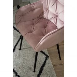 Jack & Alice Chaises à accoudoirs Tilly - Velours / Métal - Noir - Rose vieilli -Meubles de salle à manger Soldes Magasin 1000184191 200414 13030800006 DETAILS P000000001000184191