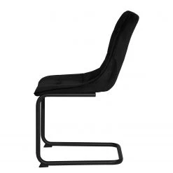 Loftscape Chaise cantilever Seline - Microfibre/ Acier - Noir - Noir - Lot de 2 -Meubles de salle à manger Soldes Magasin 1000184863 190826 17314500042 DETAILS P000000001000184863