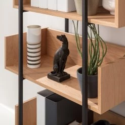 GWINNER Étagère Style I - Placage en bois véritable / Métal - Chêne / Anthracite -Meubles de salle à manger Soldes Magasin 1000188718 190926 06084000014 DETAILS P000000001000188718