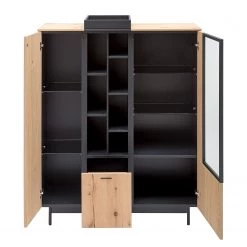 GWINNER Buffet haut Style - Placage en bois véritable / Métal - Chêne / Anthracite -Meubles de salle à manger Soldes Magasin 1000188719 190926 06084200019 DETAILS P000000001000188719