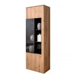 GWINNER Vitrine Style - Placage en bois véritable / Métal - Chêne / Anthracite